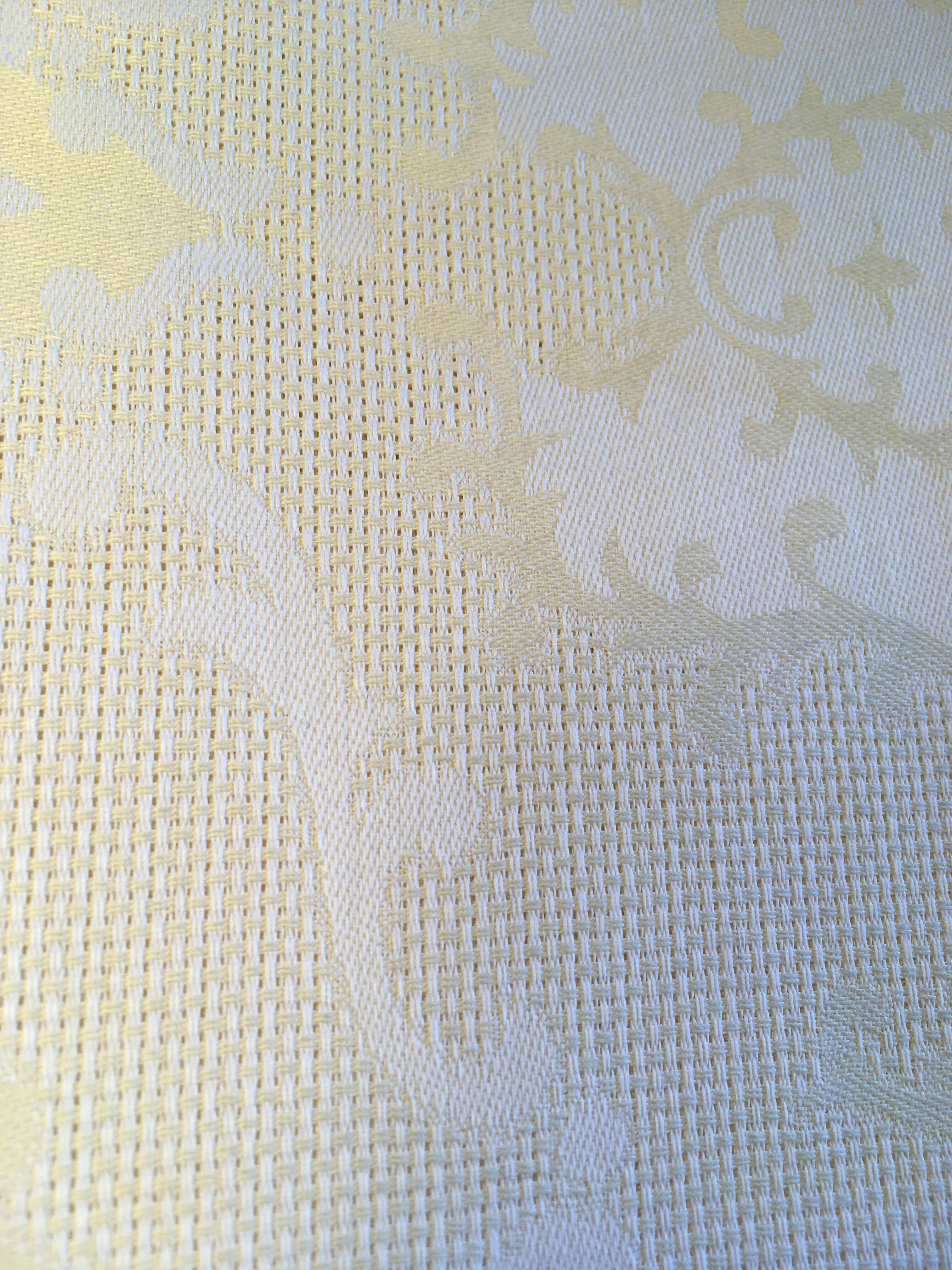 Pale yellow and cream damask tablecloth