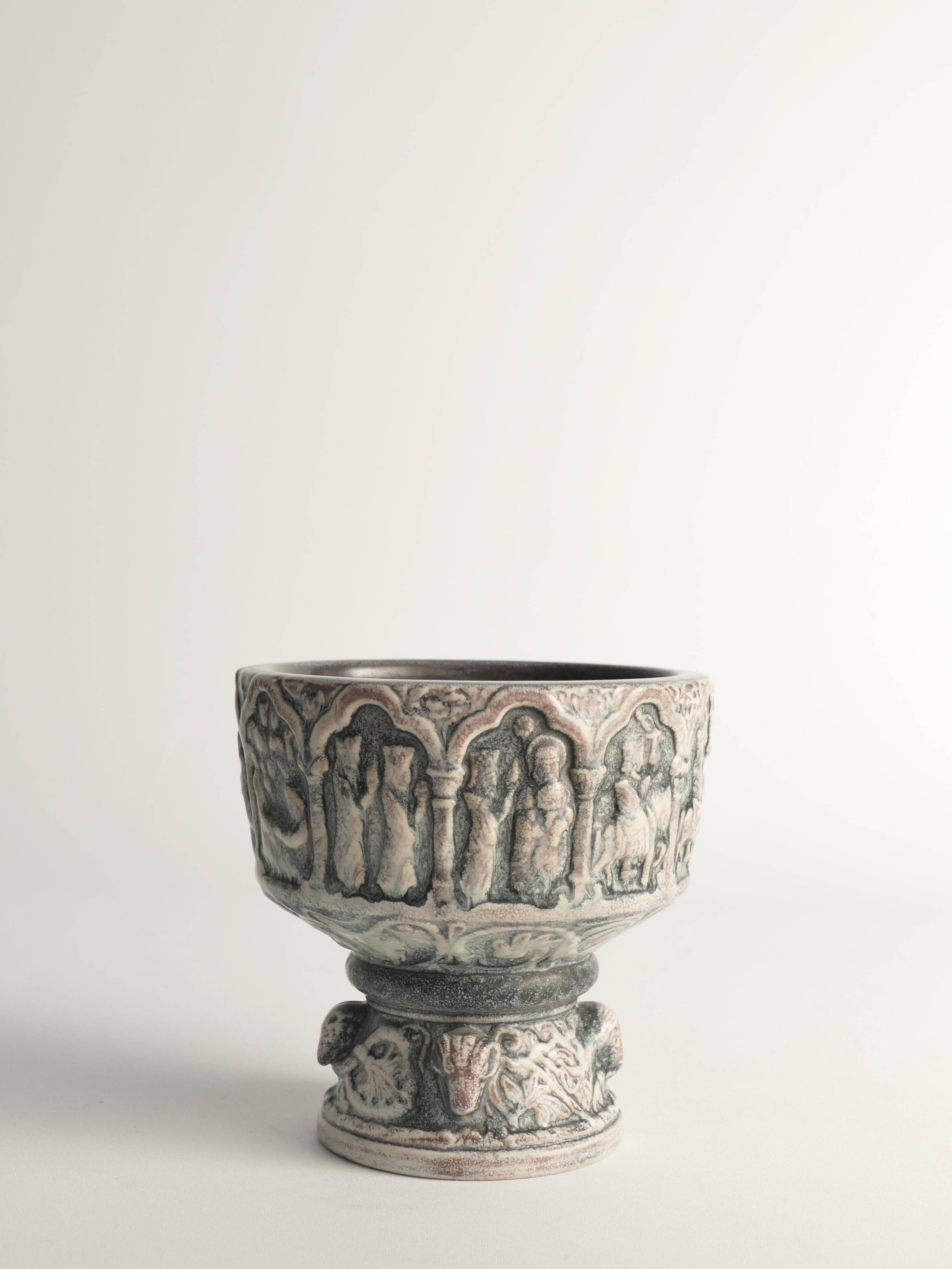 Gothic Ceramic Bowl or Jardiniere by Michael Andersen & Son, 1960s