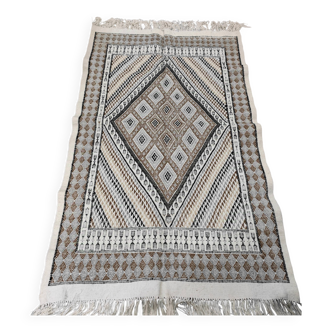 Hand-woven margoum rug in natural wool