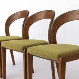 Set of 6 Mid Century Dining Chairs, Baumann Gondola Chairs 1970s, Oak Wood