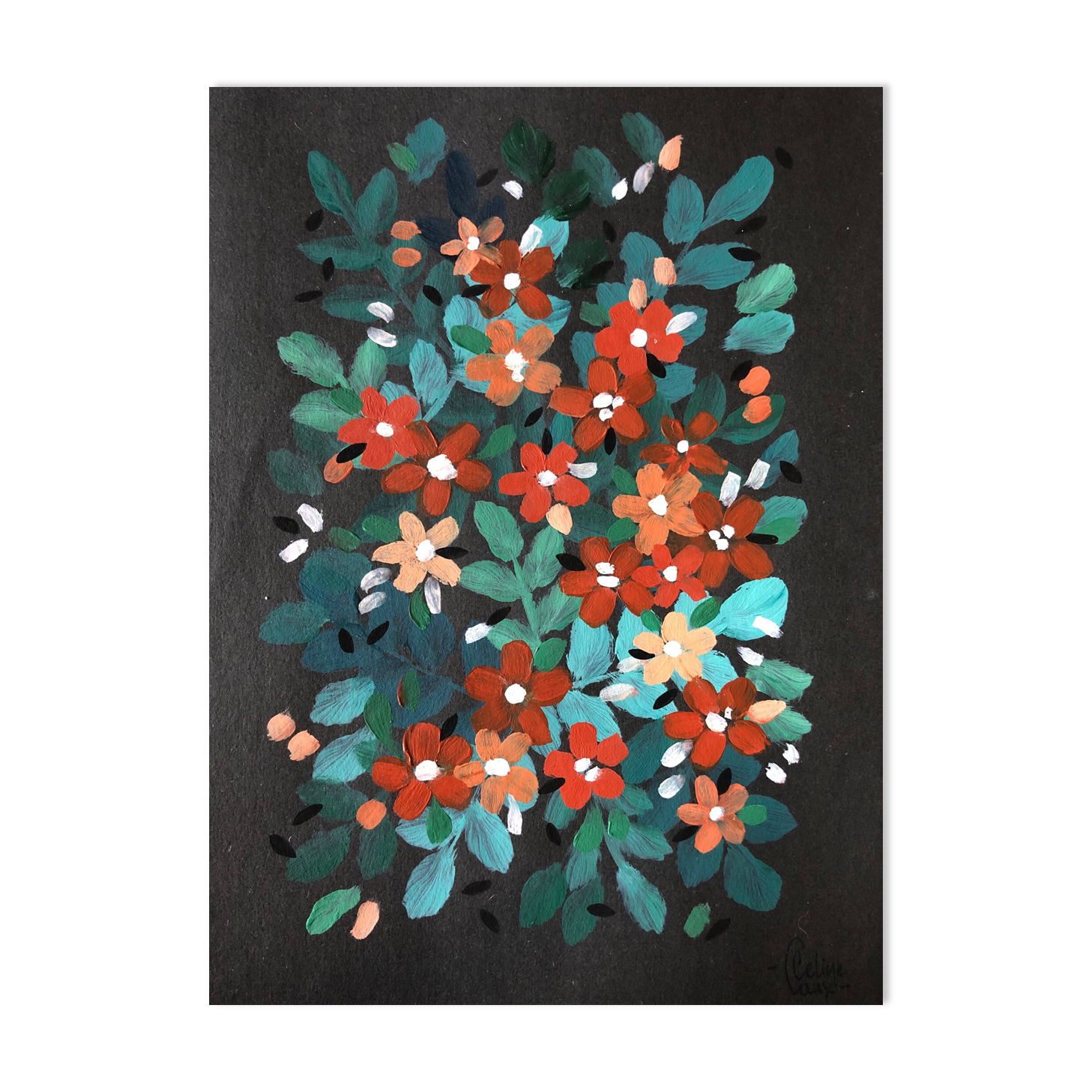 Peinture A4 Fleurs sanguines