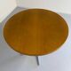 Old round table in solid wood and metal, vintage 70s design