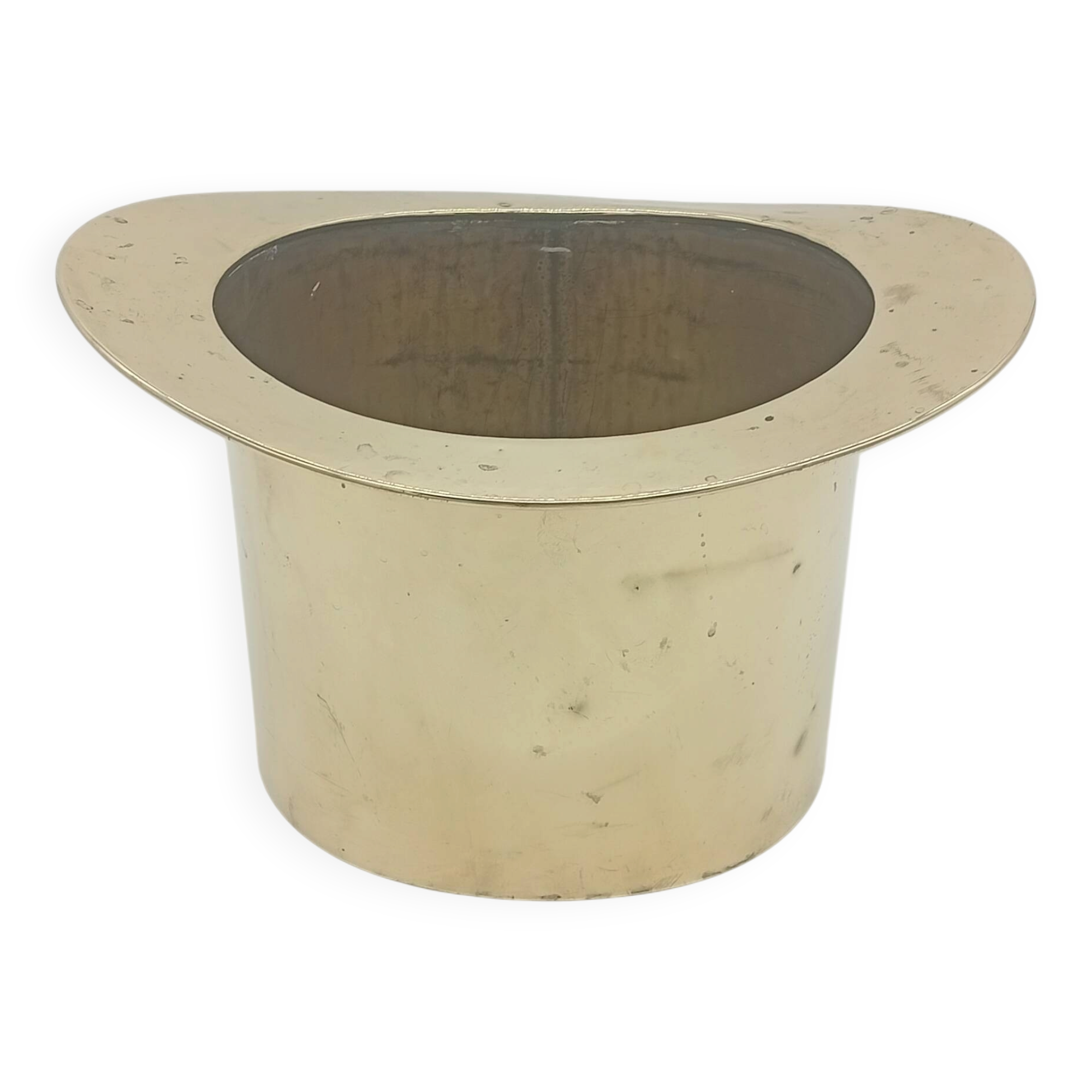 Ice Bucket Champagne Cooler Top Hat Vintage Brass