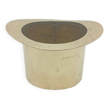 Ice Bucket Champagne Cooler Top Hat Vintage Brass