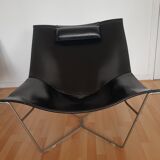 Fauteuils lounges semana en cuir noir en acier par David weeks.
