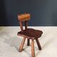 Rustic Alpine Hand-Carved Oak Chair, France, 1920s