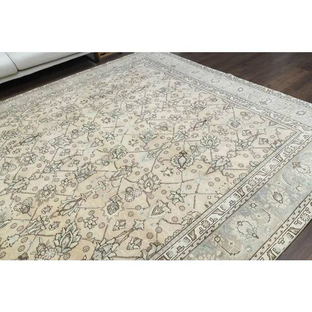 1970s Vintage Persian Handmade Wool Cotton Brown Area Rug 291x370