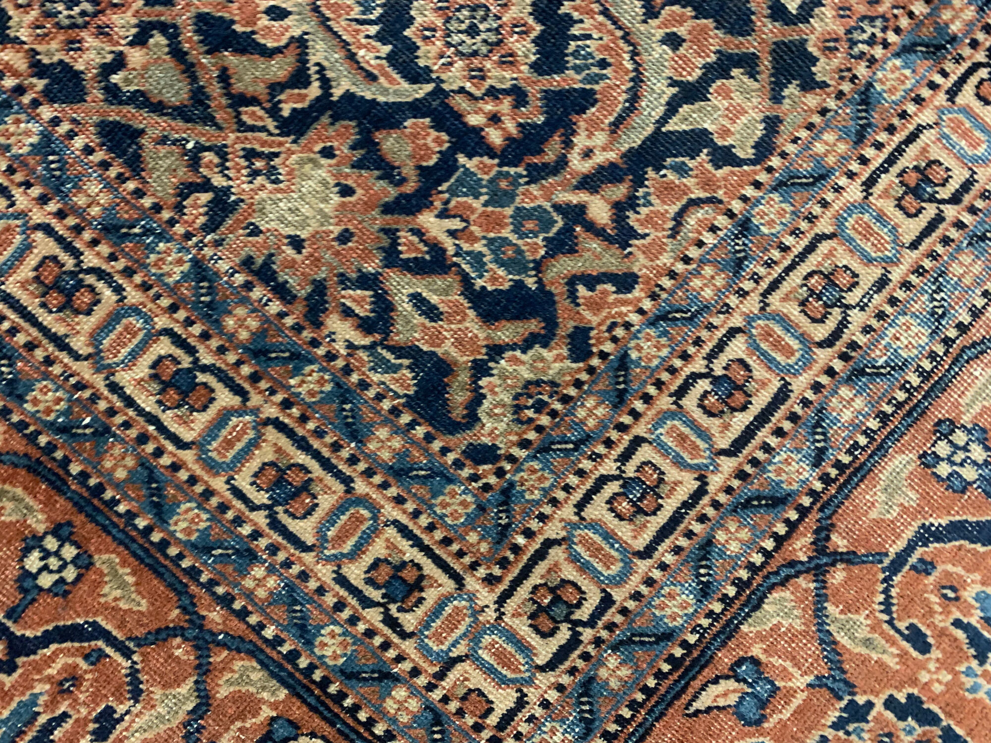 Large Vintage Indian Kashmiri Carpet Blue Wool Living Room Rug- 280x385cm