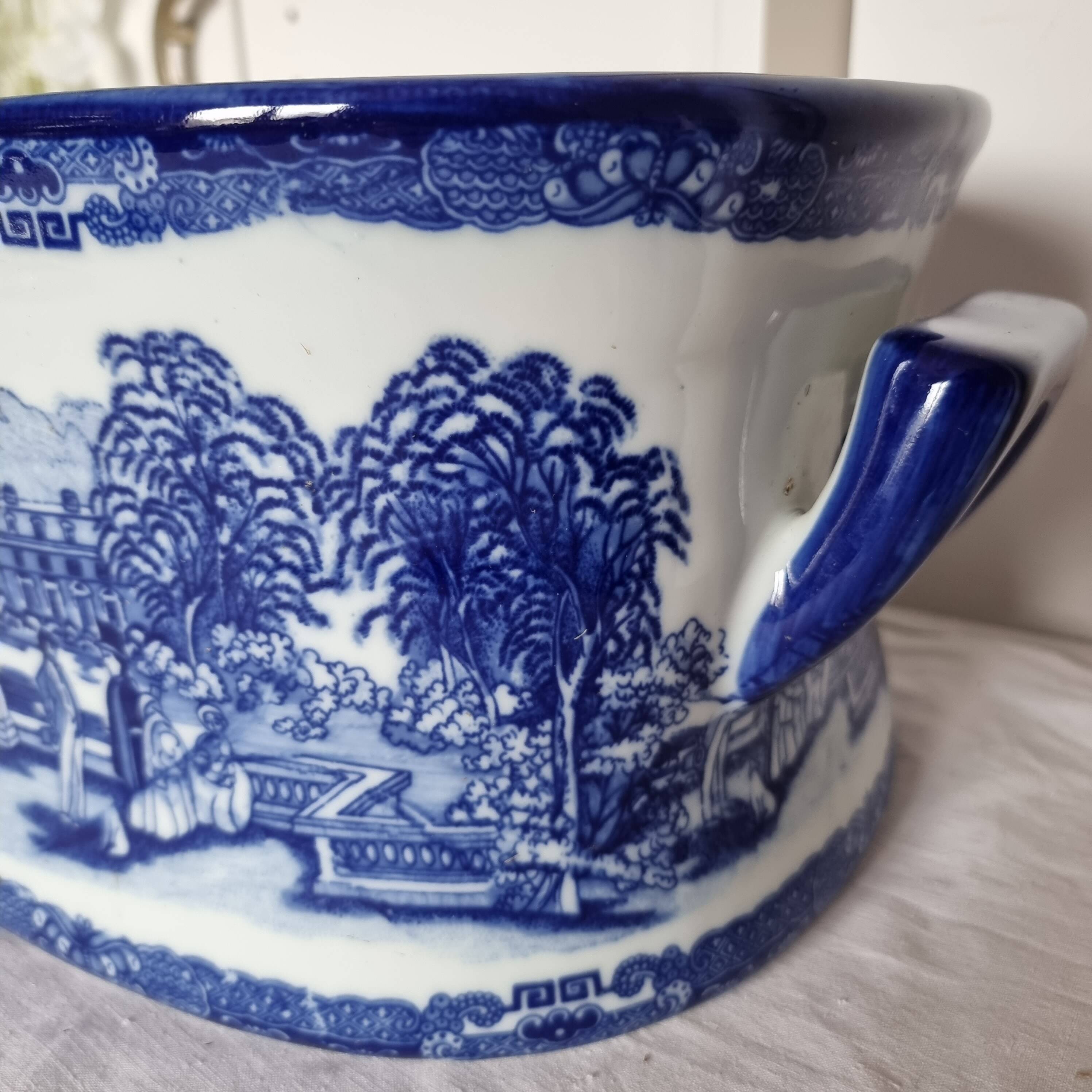 Large 20th century English glazed and enamelled earthenware planter