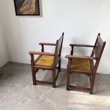 Paire de fauteuils style espagnol bois sculpté 1900