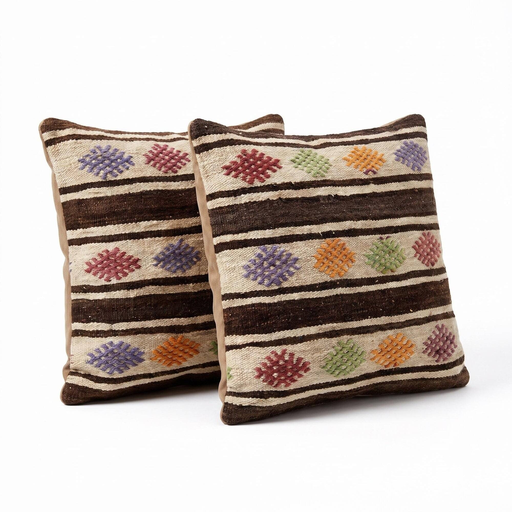 Set of 2 vintage kilim cushion covers 61x61 cm