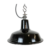 Industrial Black Enamel Hanging Lamp from Reluma, 1950s