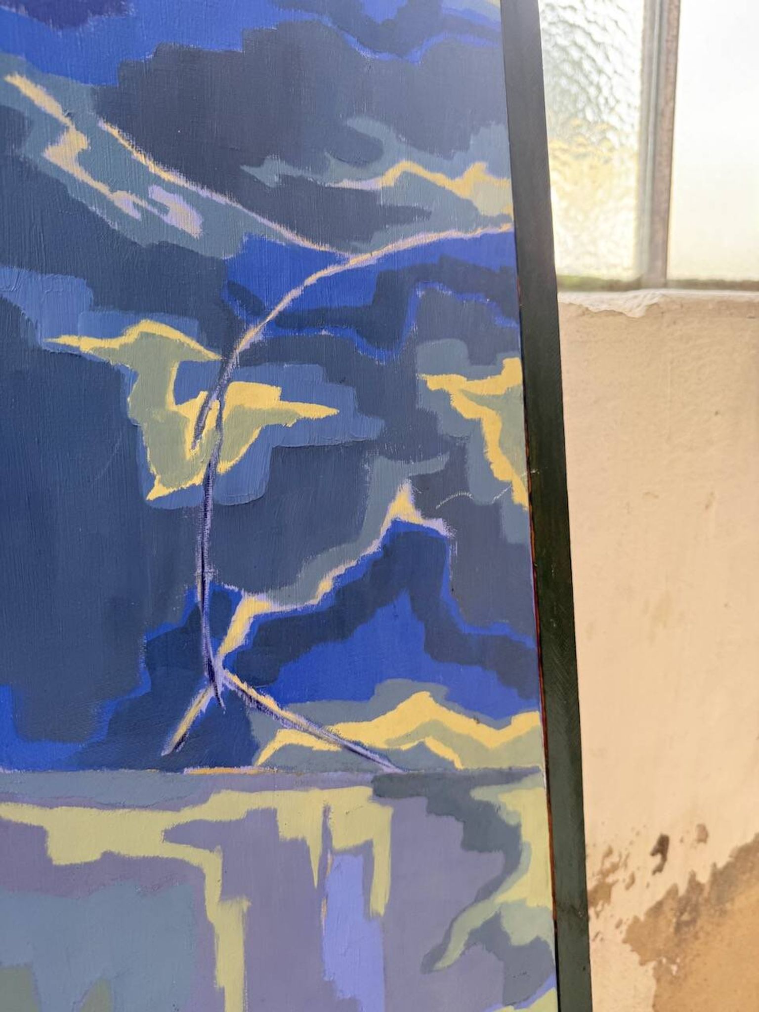 Peinture XL jarre bleue Saunière Audouze