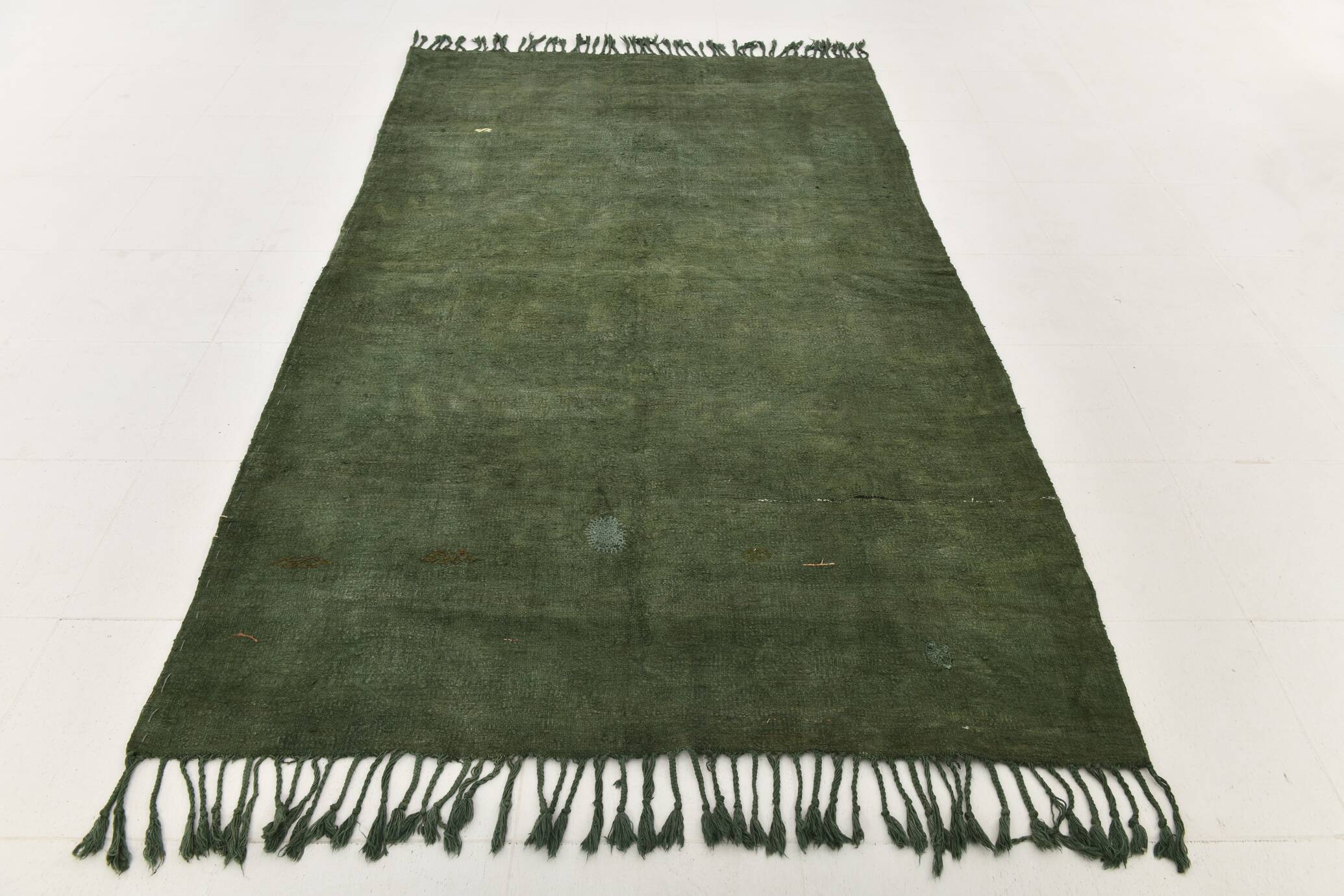 Forest Green Turkish Woven Kilim Rug For Bedroom, 157x278 Cm