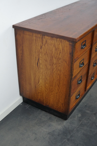 German apothecary cabinet in oak, mid-twentieth century