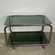 Dessert / rolling table vintage 60'S silver metal top smoked glass