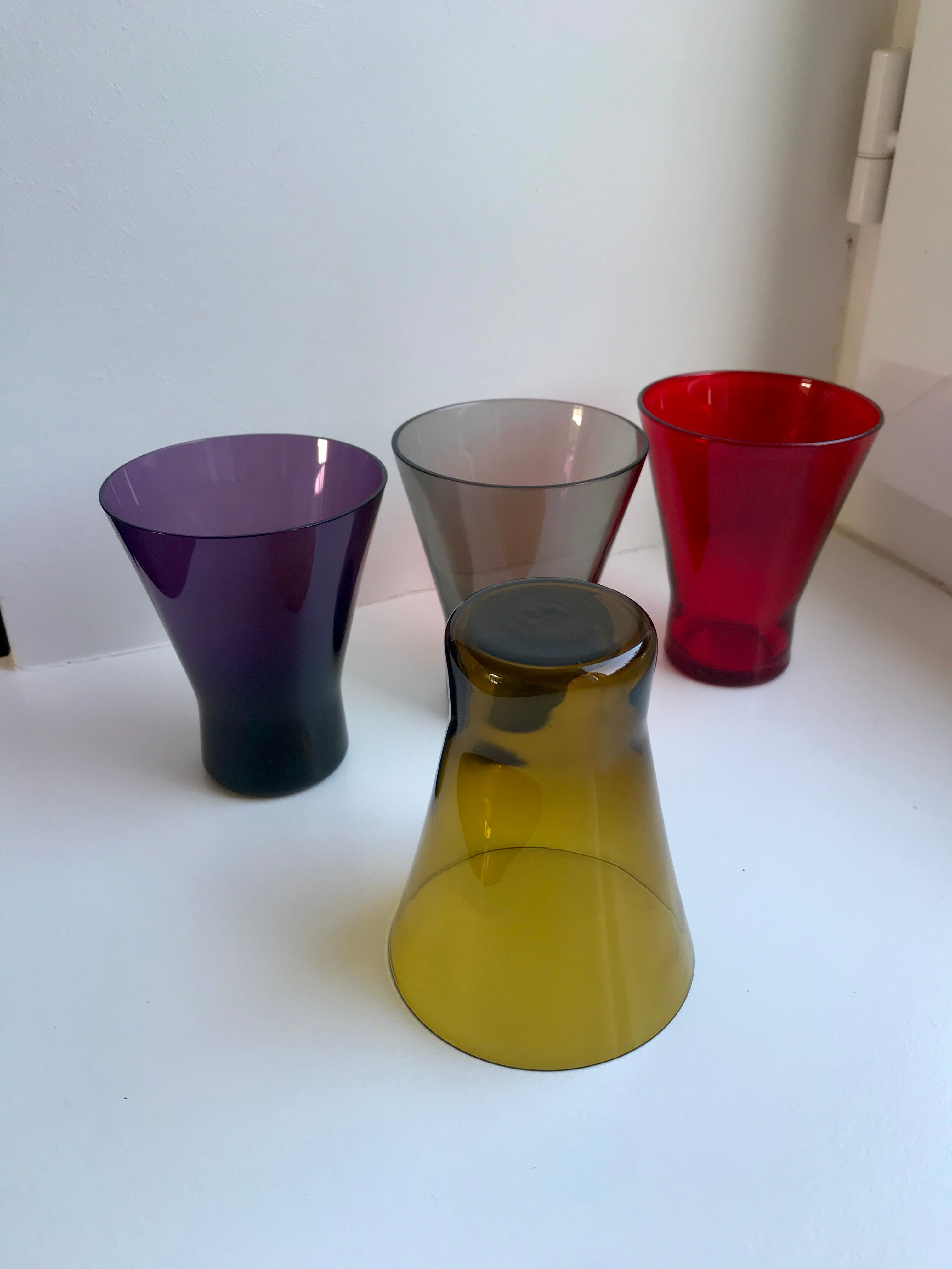 Set of 4 colorful design water glasses 70s