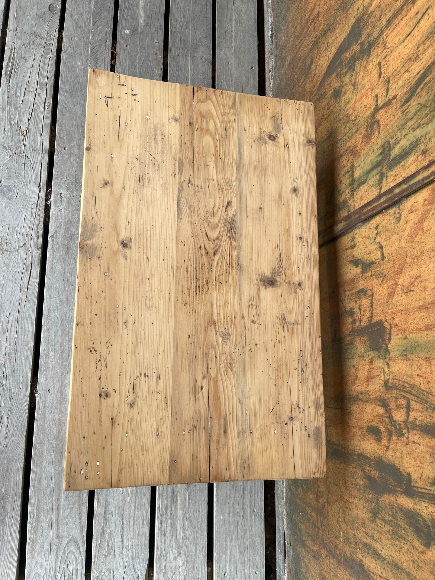 Raw wood coffee table