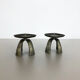 Set of 2 Modernist Vintage 1970s Sculptural Brutalist Metal Candleholder, France