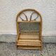Vintage rattan wall shelf with mirror