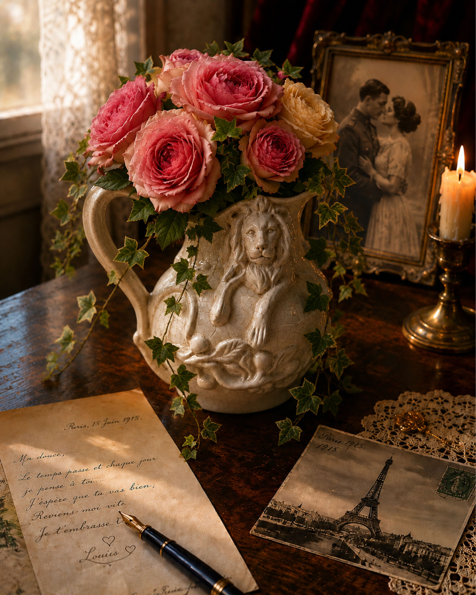 Superb Art Nouveau jug/pitcher/vase in ceramic La Louvière sign