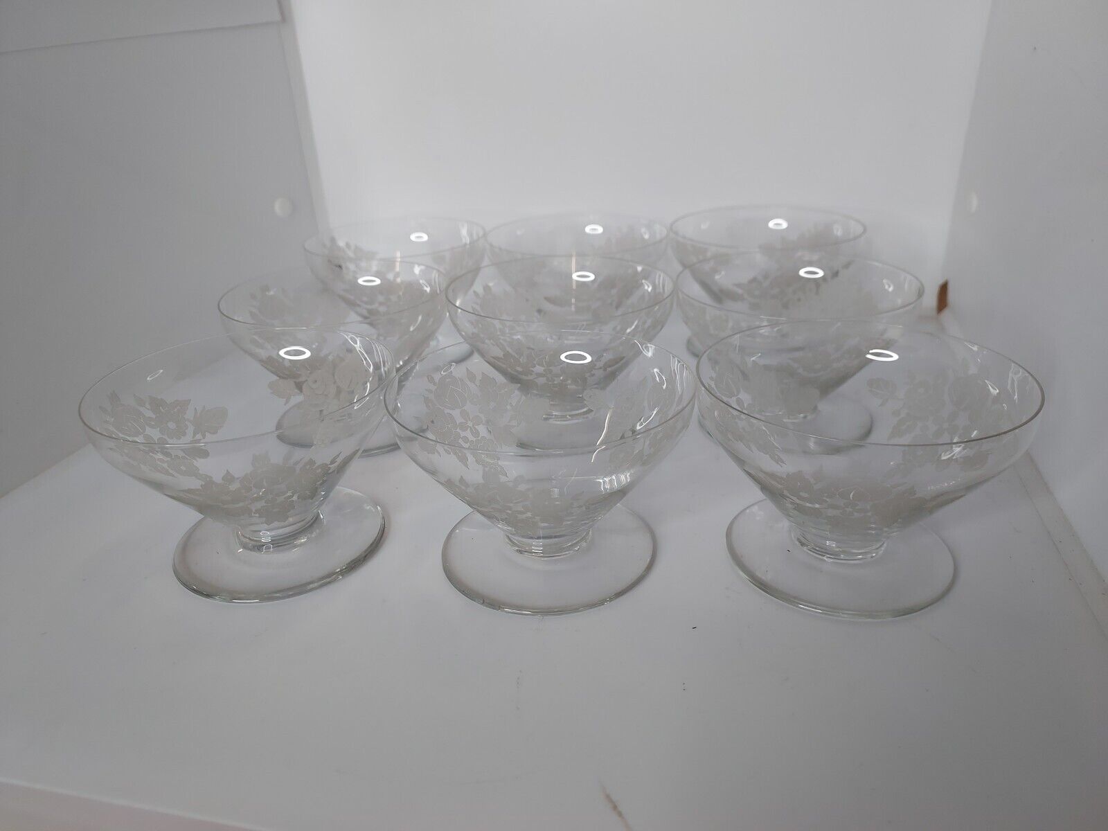 Engraved glass champagne glasses