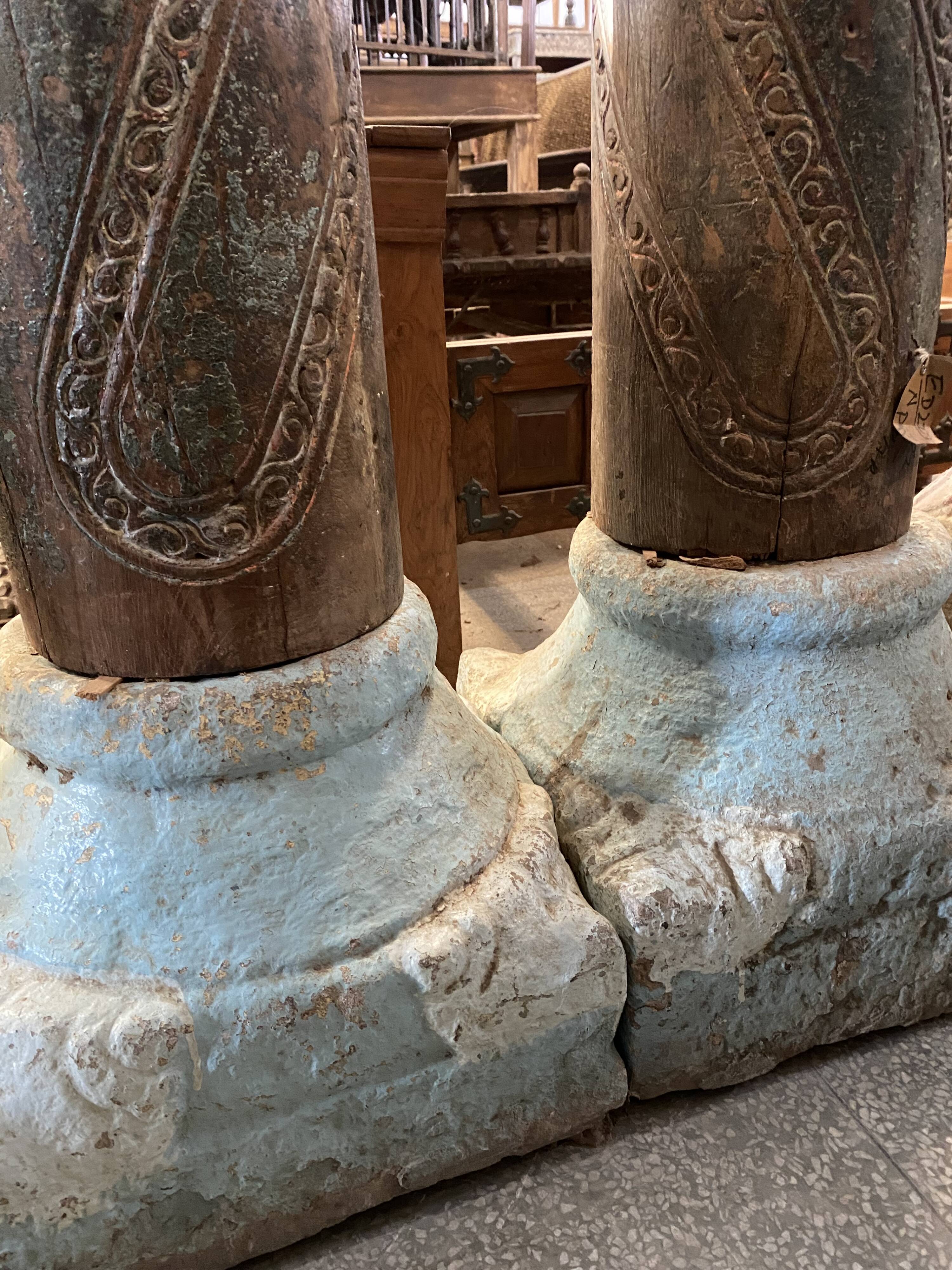 Carved wooden column