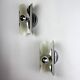 Pair of "folio" wall lights, space age, chromed metal, Italy, circa 1970s