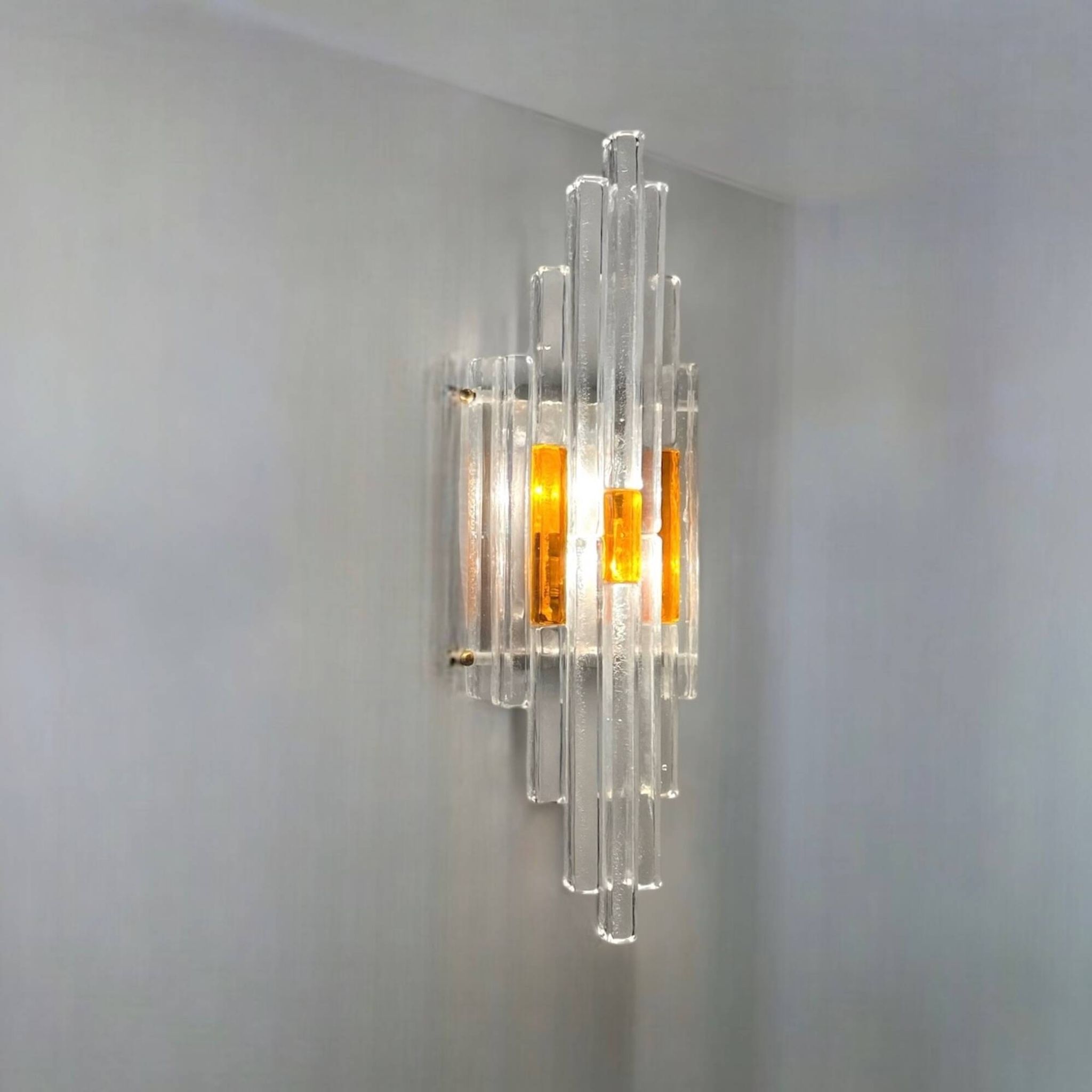 Vintage Handmade Glass 70s Poliarte Sconce ‘Linea’ byAlbano Poli