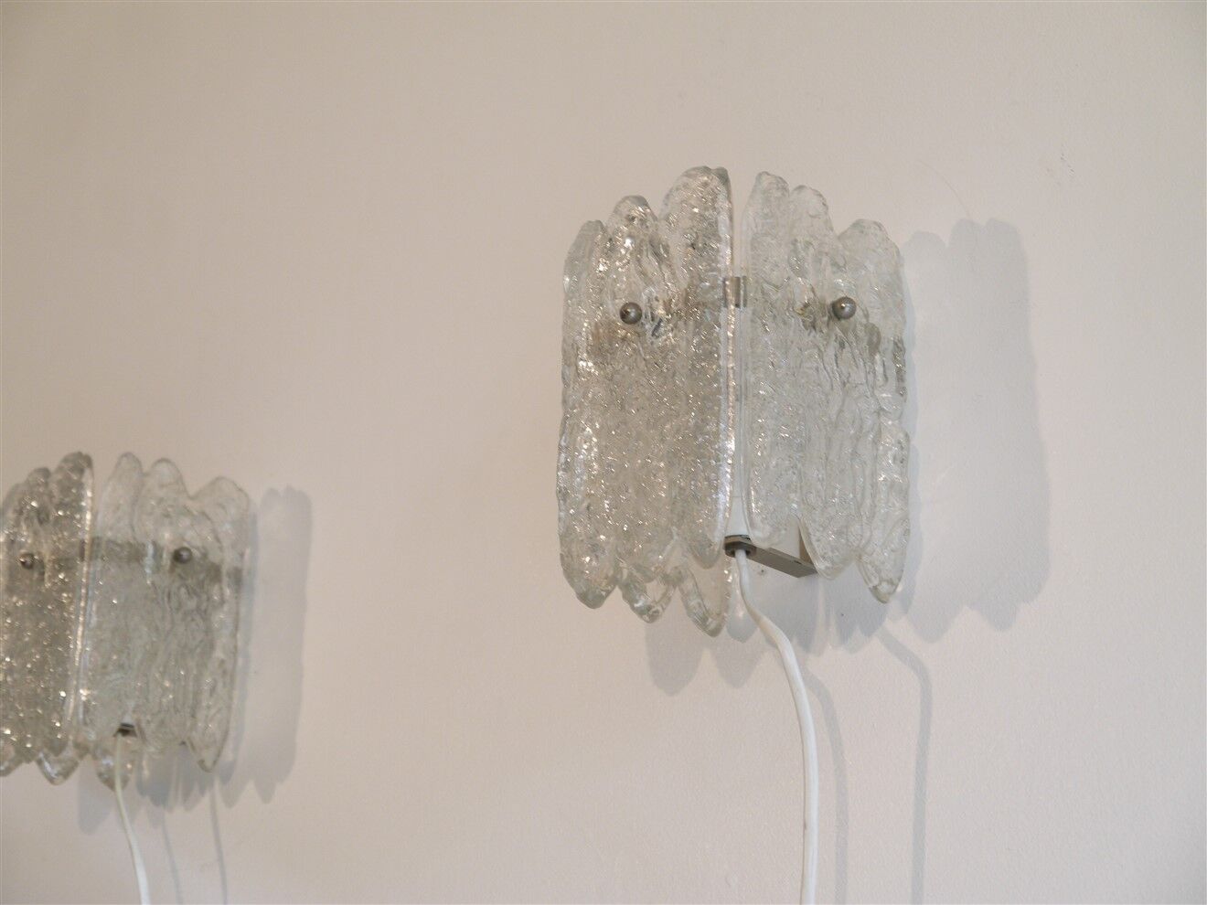 Pair of Scandinavian wall lamps in glass from Orrefors 1960