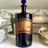 Flacon d'apothicaire eau de cologne en verre bleu