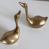 Pair of vintage brass swans