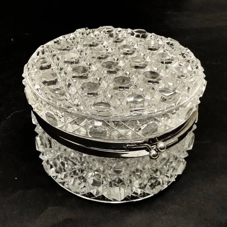 Bonbonniere, Vienna Secession, pressed glass, Belgium, 1930s