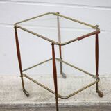 Rolling trolley in wood and brass, rolling bar, servant, trolley, 1950 Cesare Lacca for arredoluce