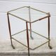 Wood and brass rolling dessert trolley, bar cart, server, trolley, 1950 Cesare Lacca for Arredoluce.