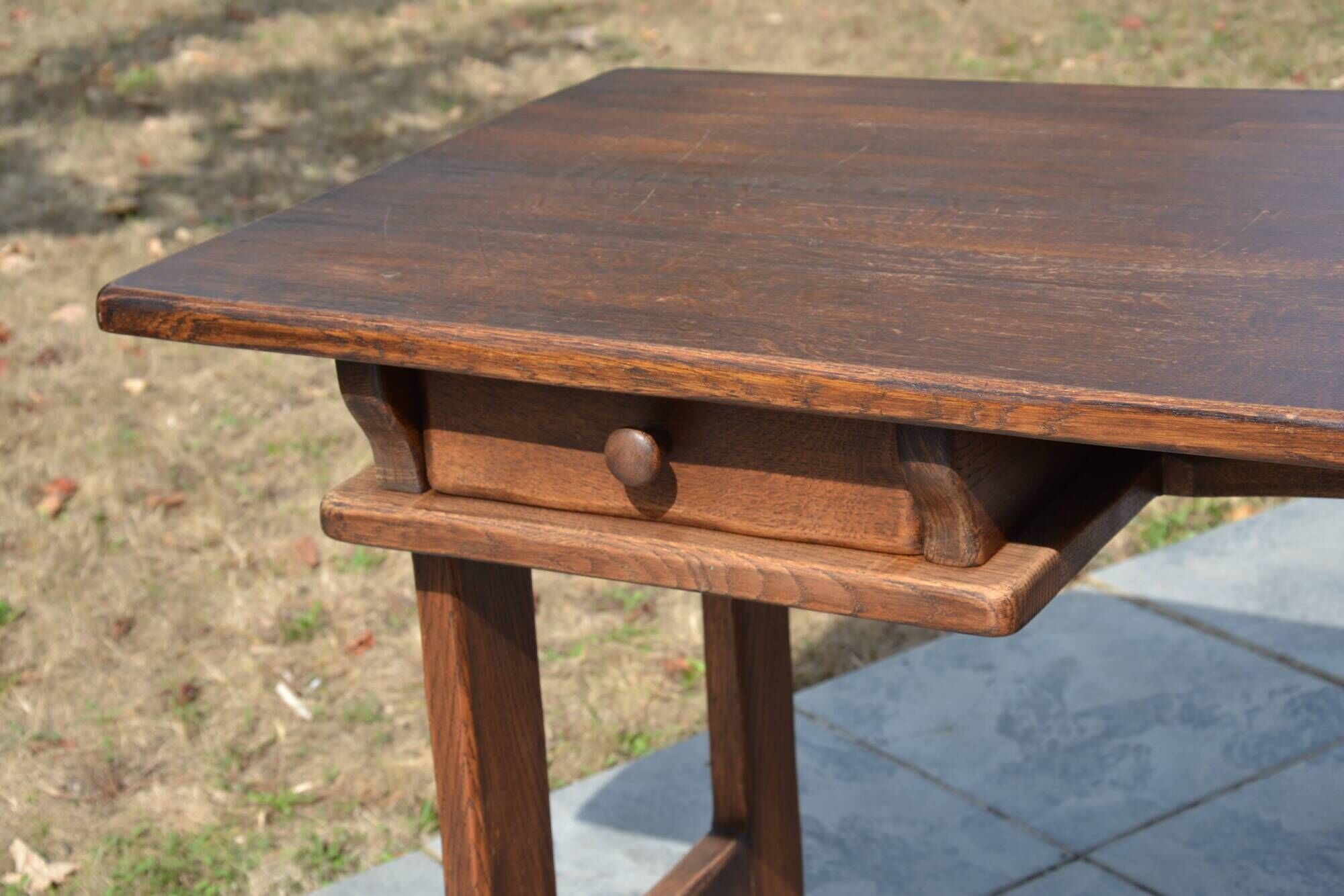 Bureau/table de ferme "brutaliste" chêne massif