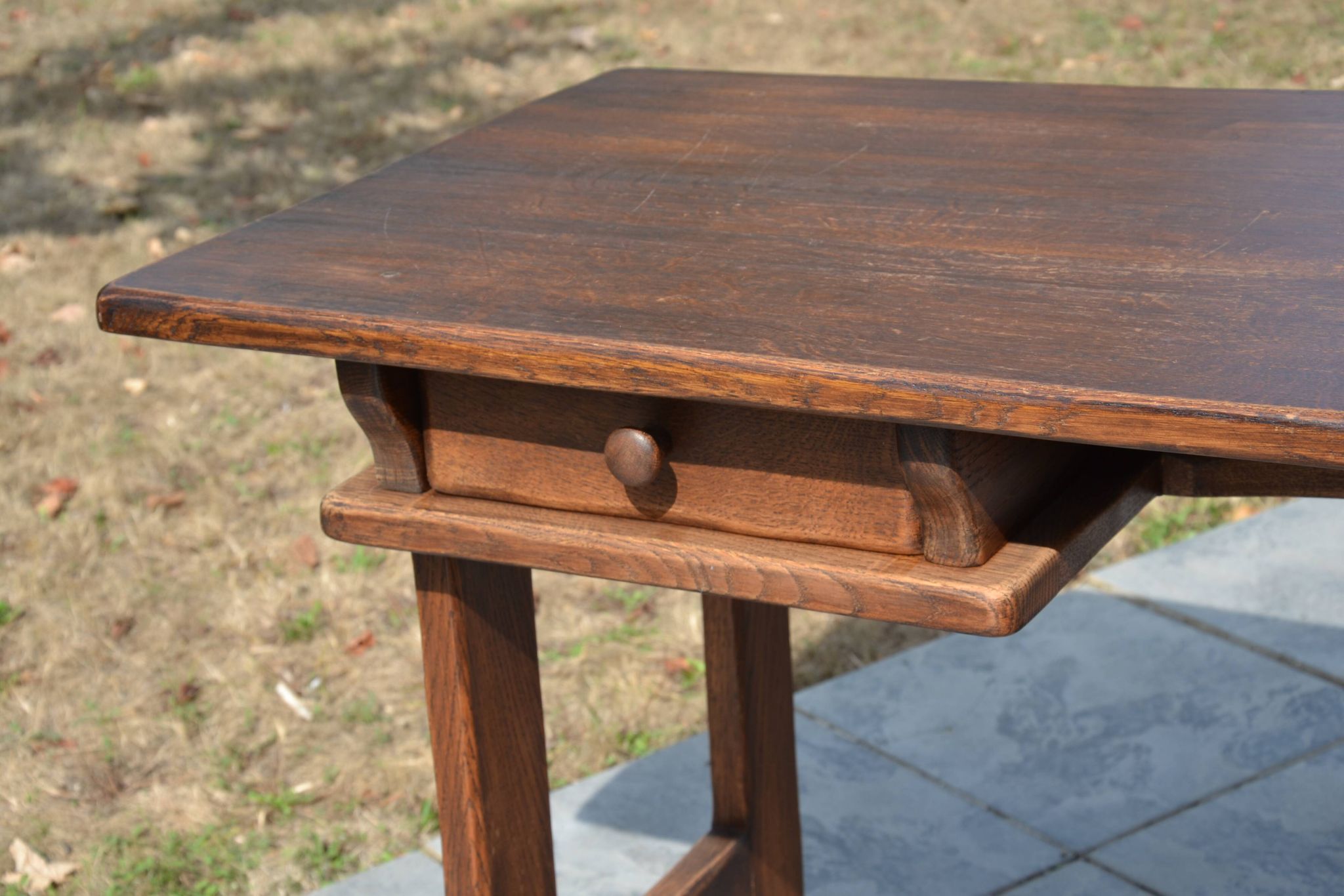 "Brutalist" farmhouse desk/table in solid oak