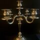 2 candlesticks, candelabras, silver metal, 5 flames, 37 cm