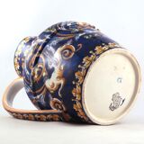 Ancien pichet/broc faïence de gien, renaissance, french ceramic/limoges/putti