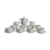 Service à café en porcelaine de Foëcy SFP blanc et or