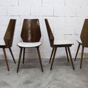 Set of 6 Baumann model 840 G2S chairs in varnished mahogany finish, 1963