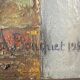 Peinture huile nature morte scène cuisine signé alphonsine bouquet 1951