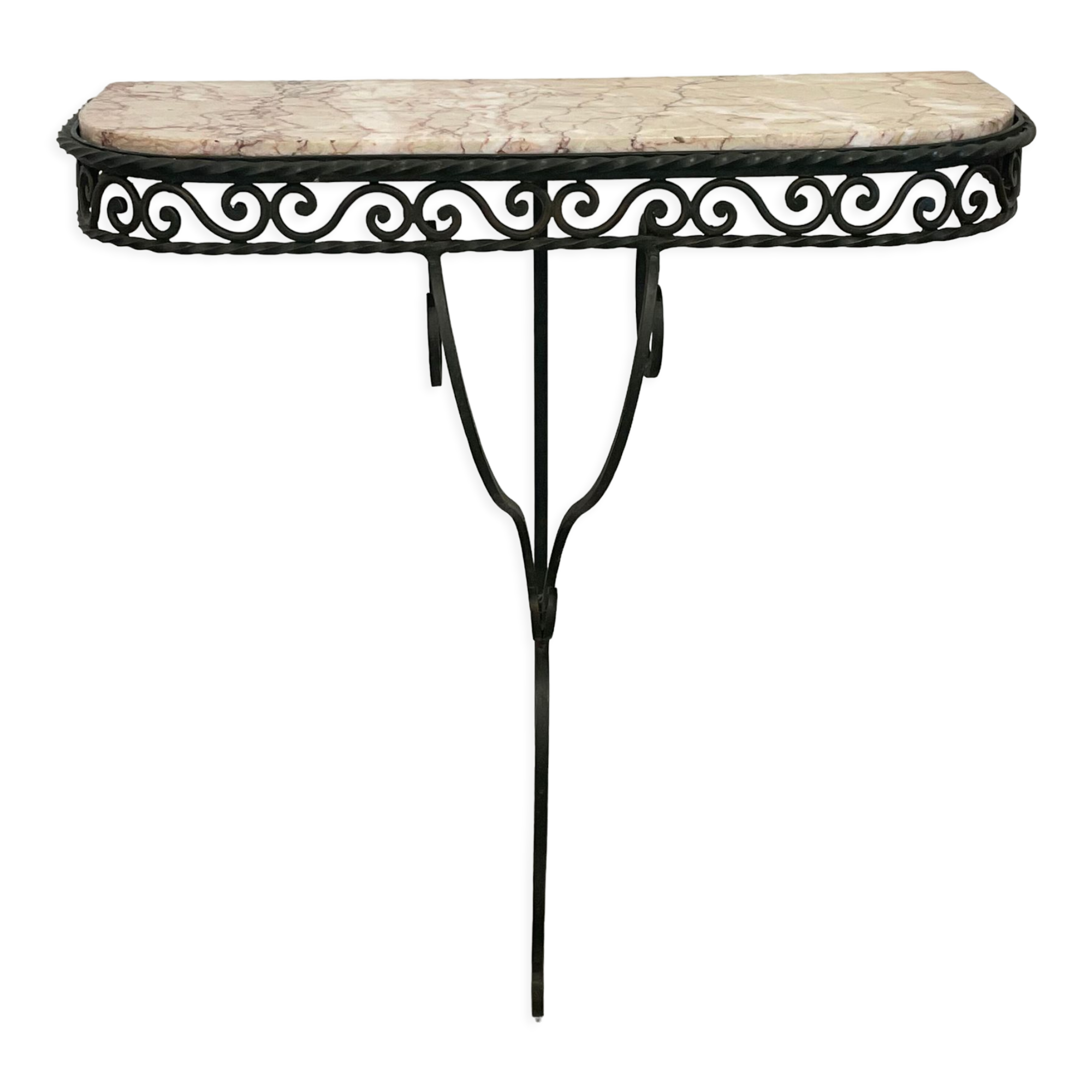 Wrought iron and marble console