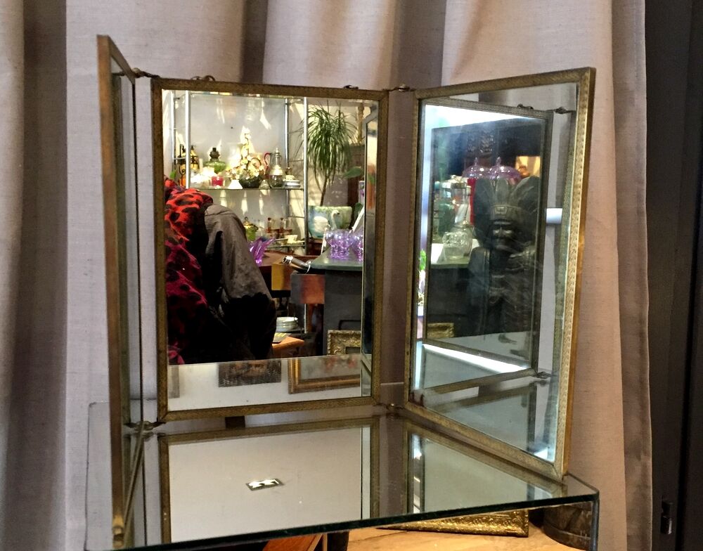 Miroir de barbier triptyique vintage