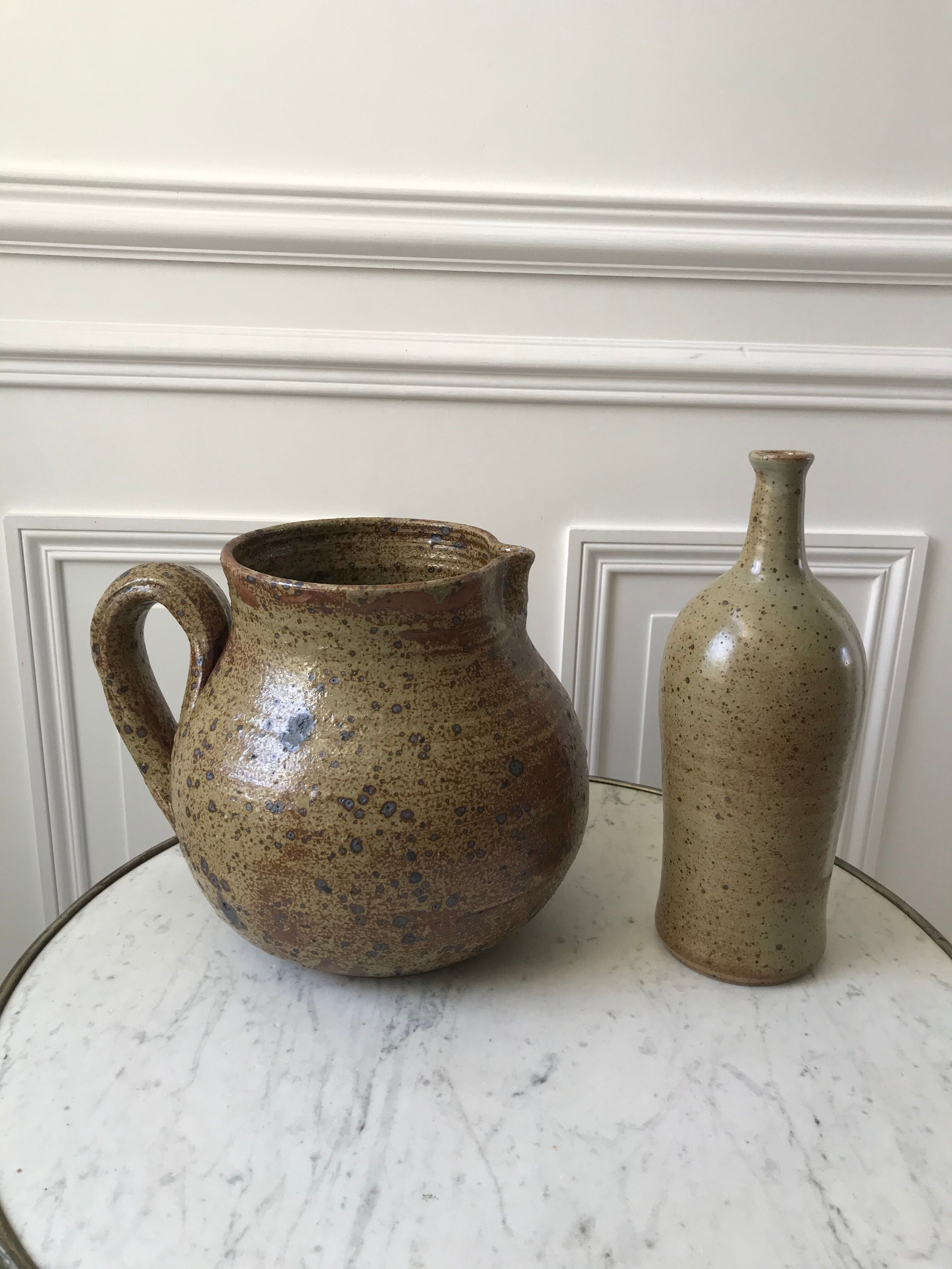 Ceramic bottle / stoneware / pottery vintage 70s signed
