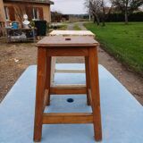 2 wooden workshop stools