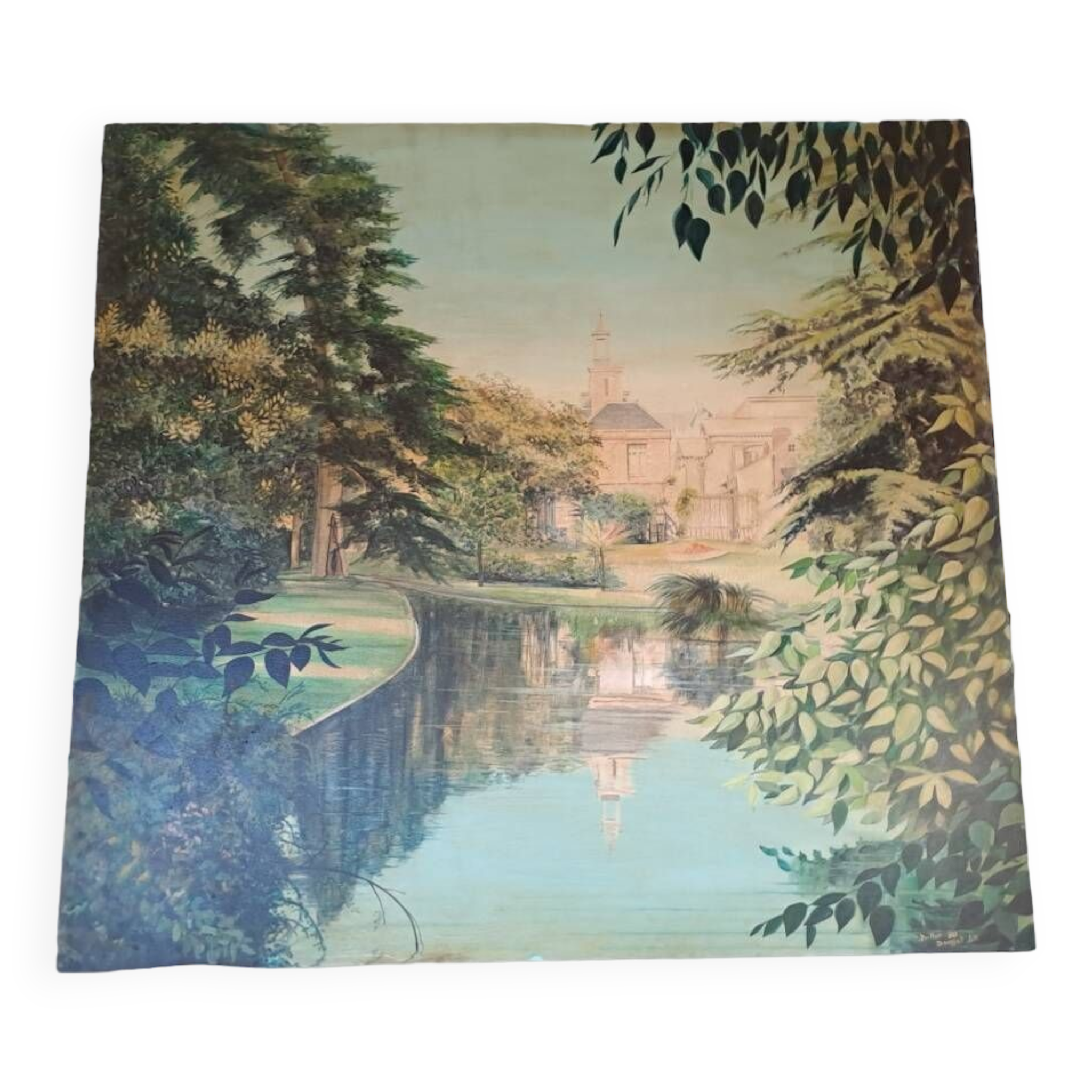 Large oil painting on wood by Jy Doussot contemporary French painter