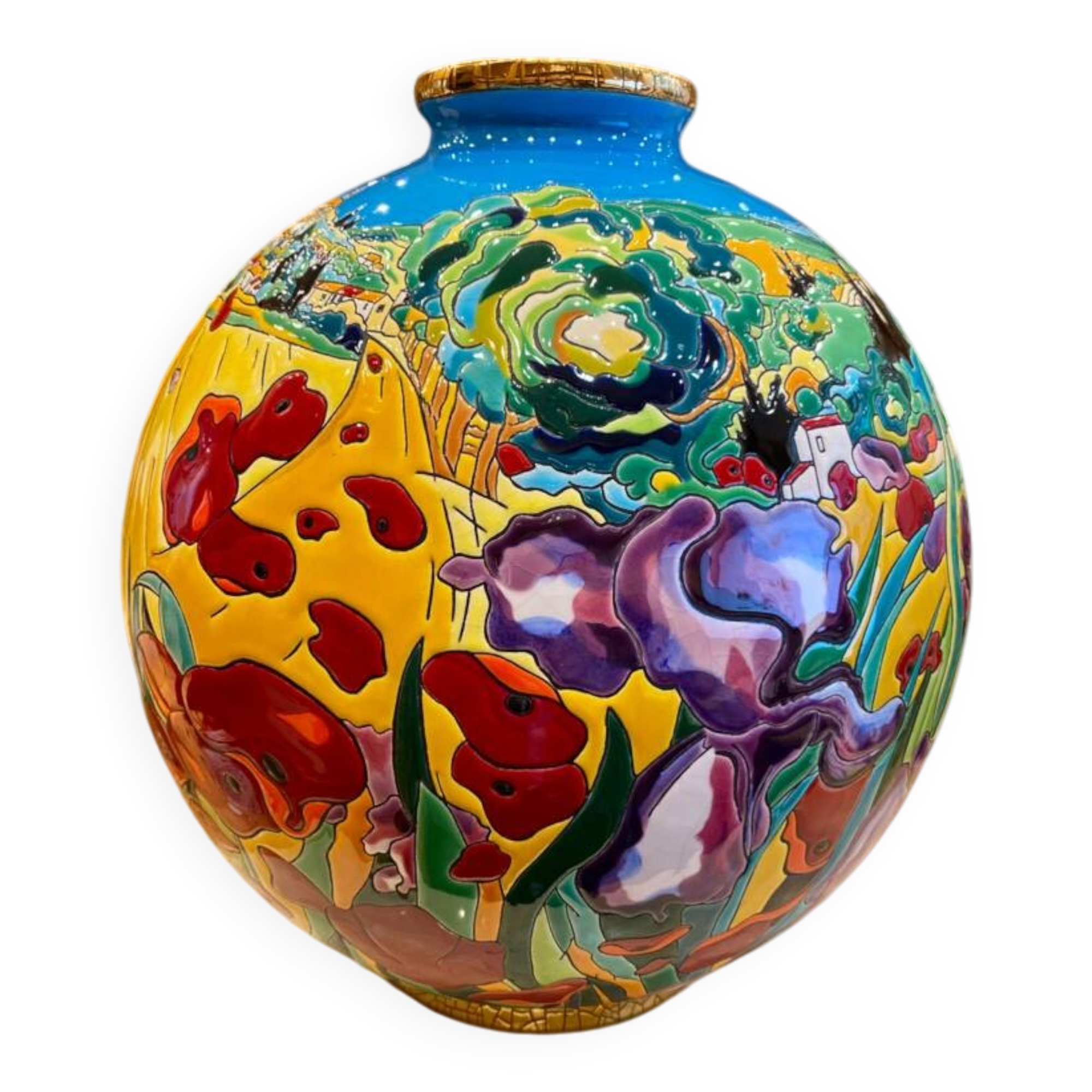 Vase Boule Colonial Émaux de Longwy