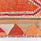 3x11 Runner Coral Red Vintage Runner Rug, Wool Corridor Rug, 94x329Cm
