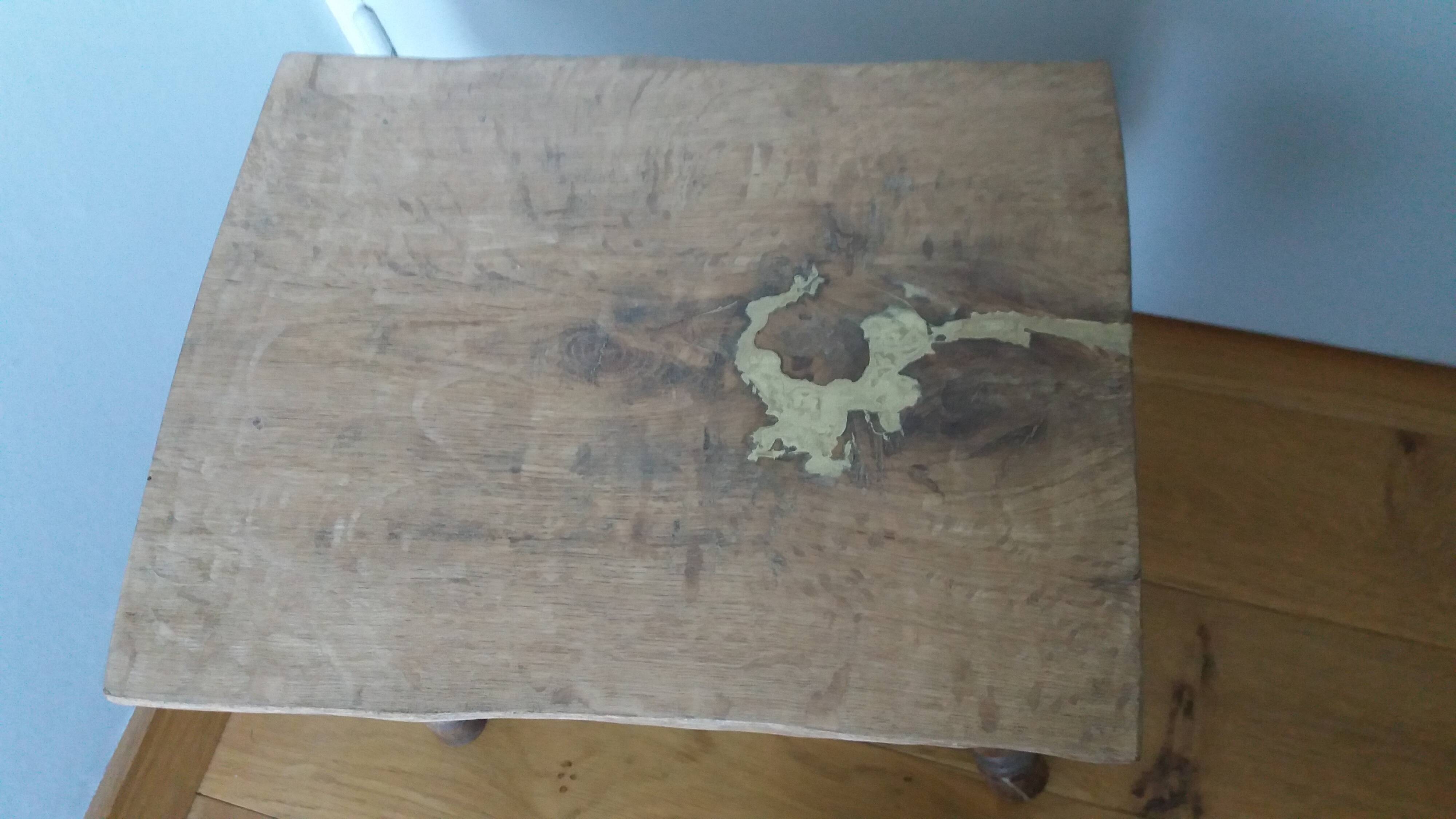 Upcycled brutalist stool, side table, bedside table in solid oak